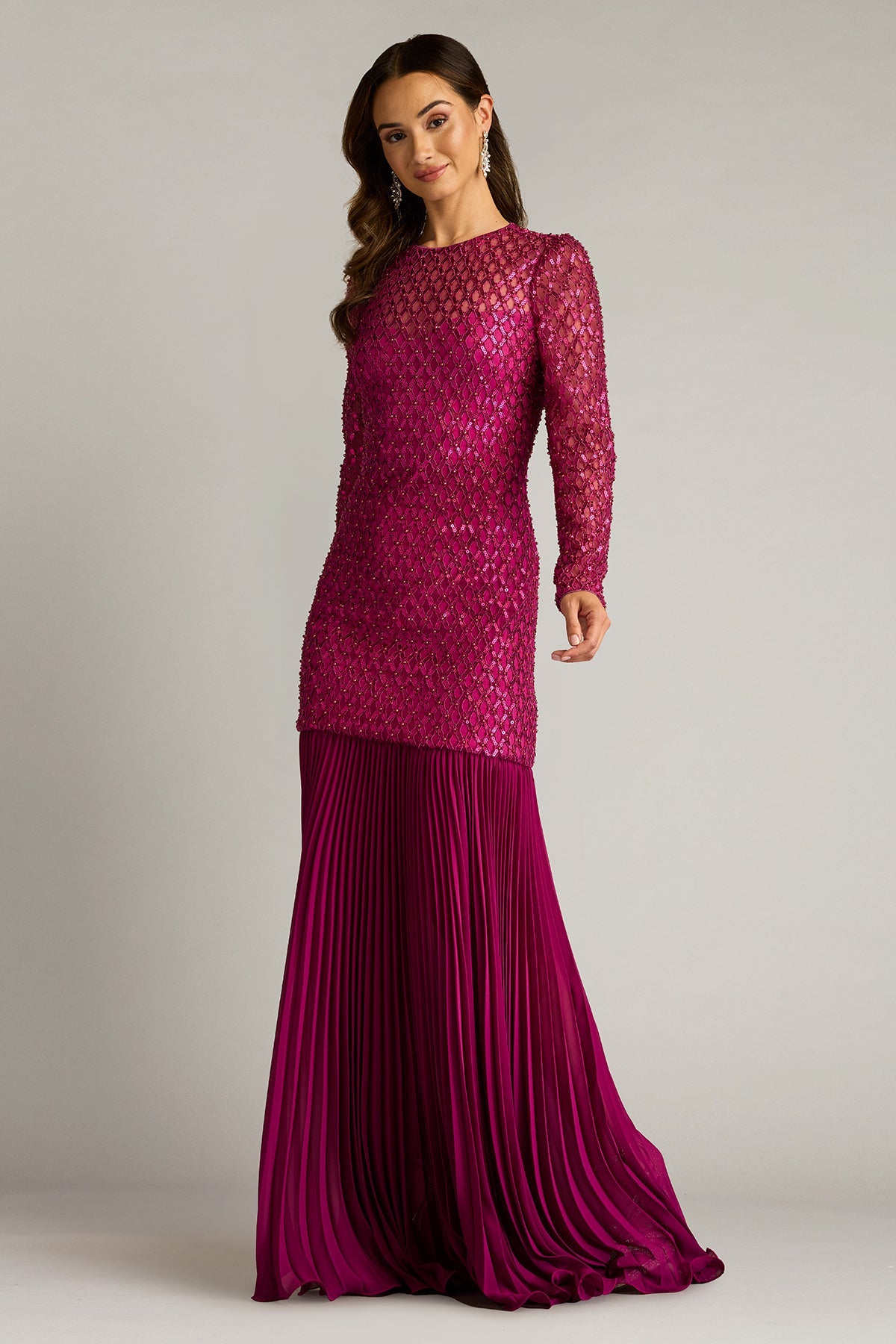 Formal Dresses Long Pleated Formal Sequin Evening Dress Amethyst