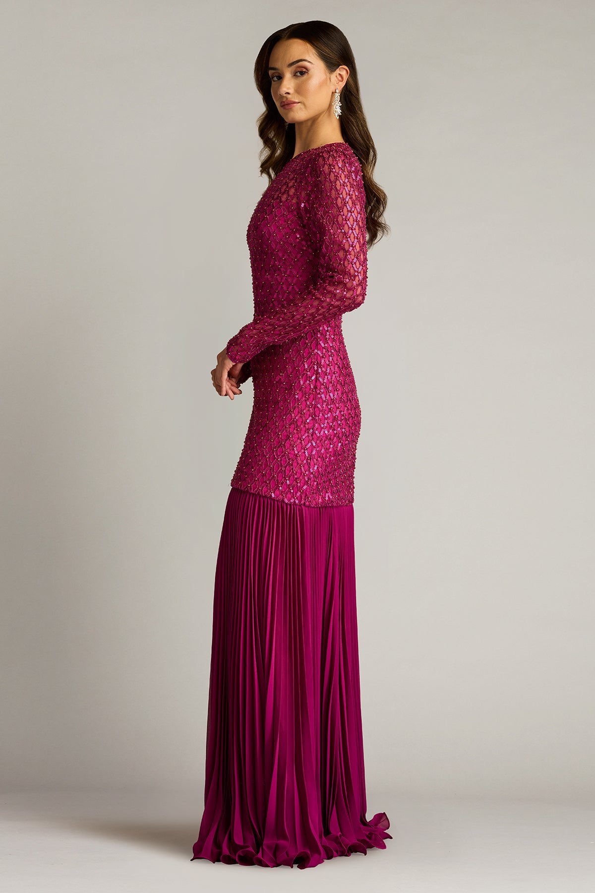 Formal Dresses Long Pleated Formal Sequin Evening Dress Amethyst
