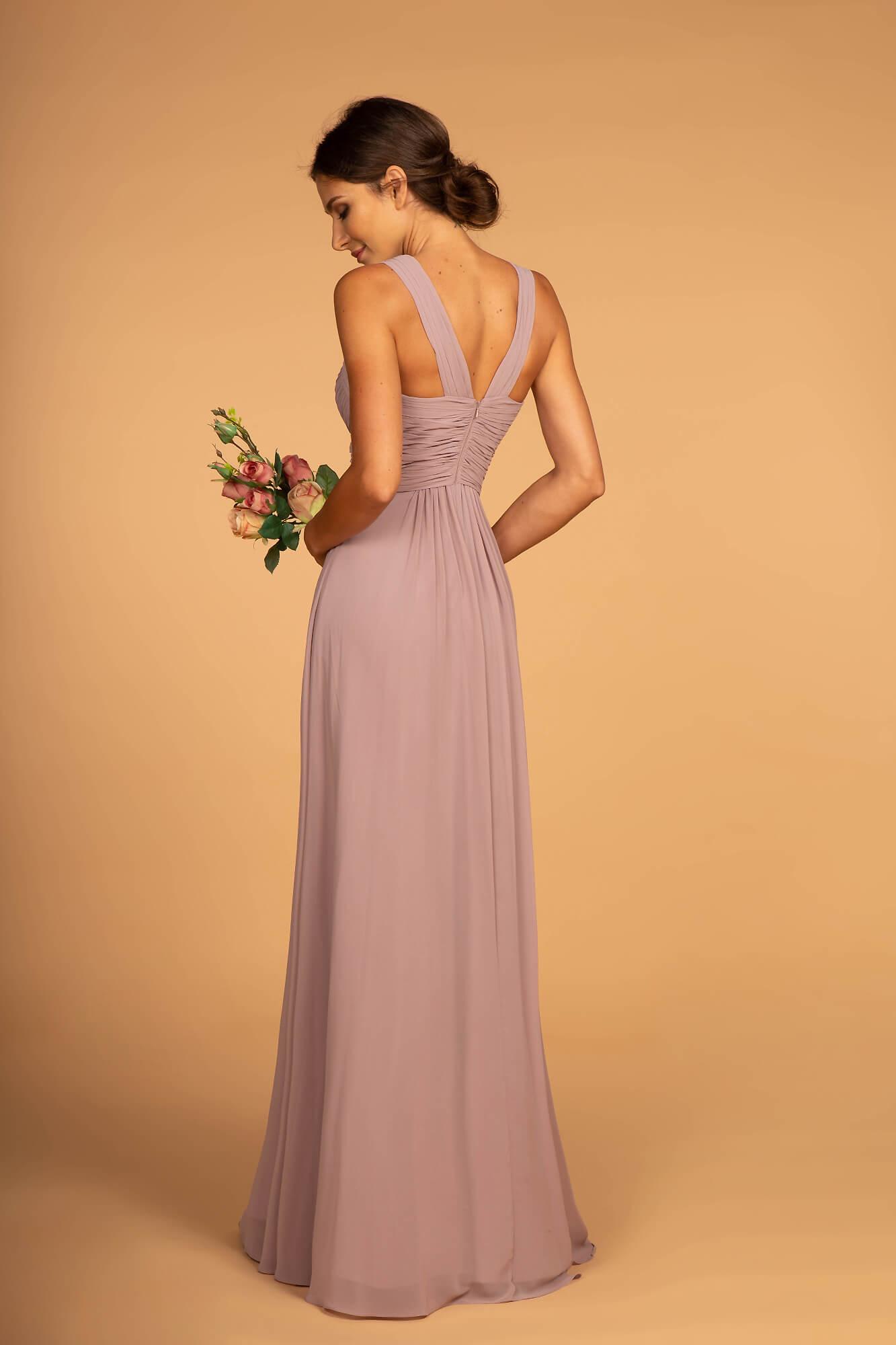 Chiffon Ruched Bridesmaid Long Formal Dress - The Dress Outlet Elizabeth K