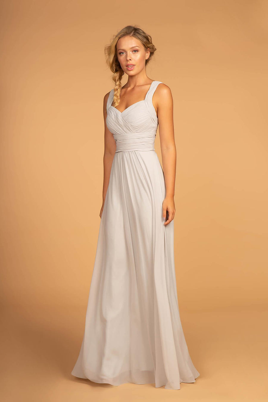 Chiffon Ruched Bridesmaid Long Formal Dress - The Dress Outlet Elizabeth K
