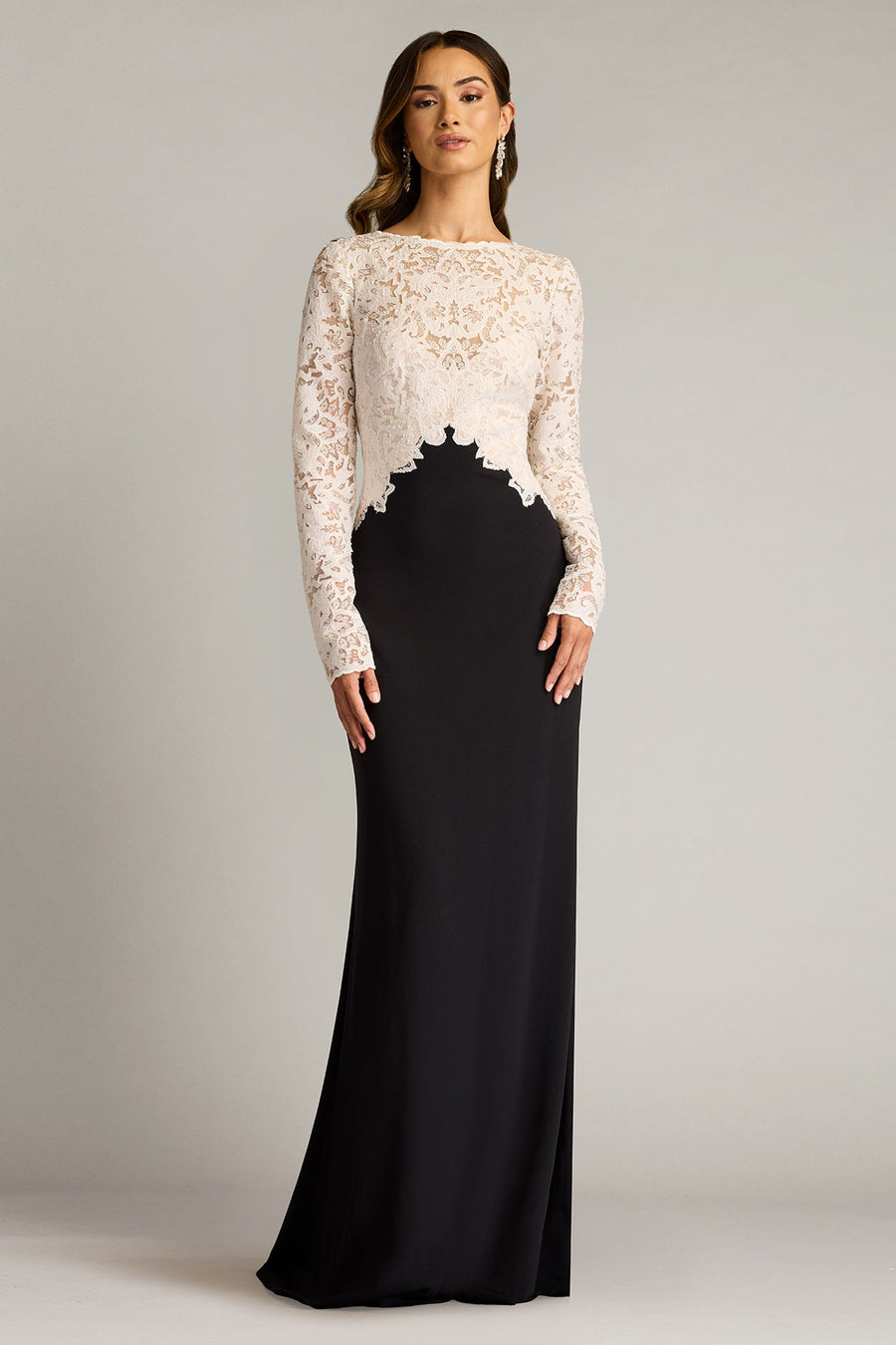 Formal Dresses Fitted Long Formal Evening Dress Ivory Black