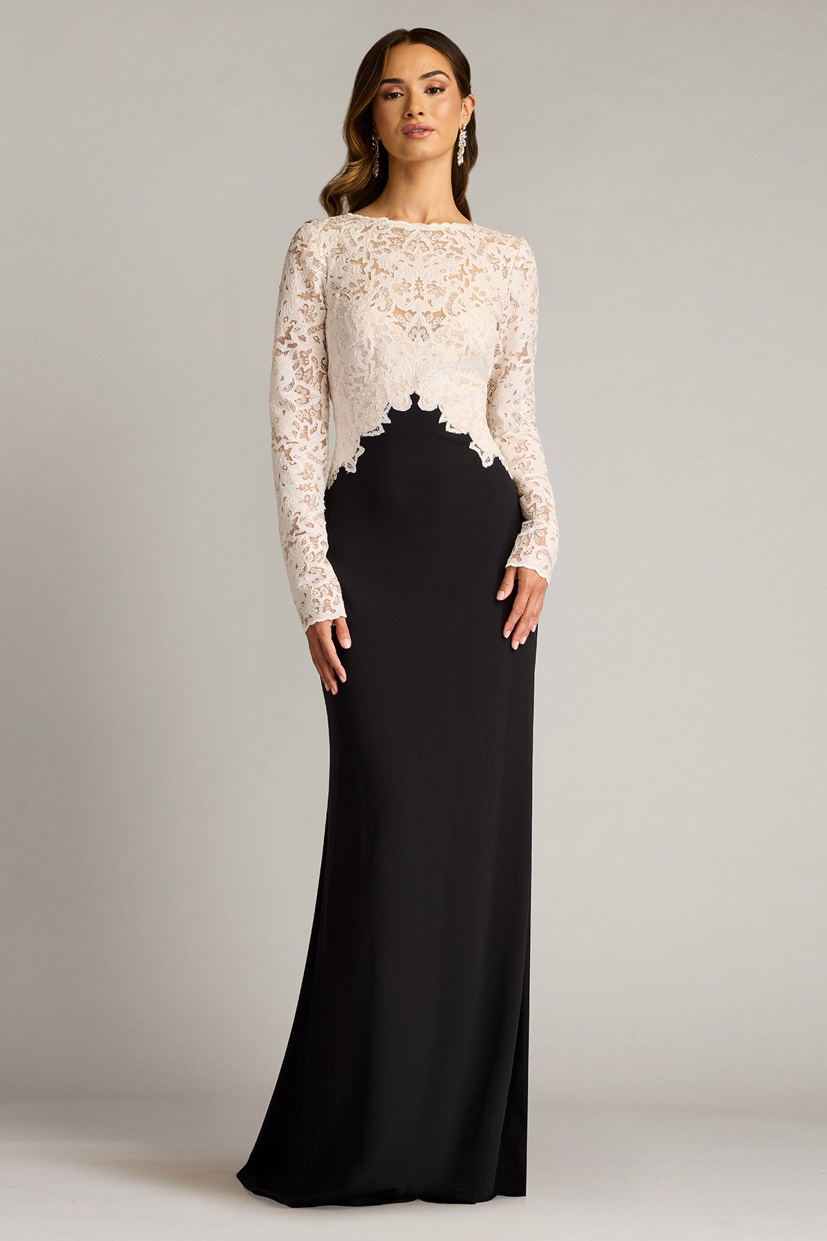 Formal Dresses Fitted Long Formal Evening Dress Ivory Black