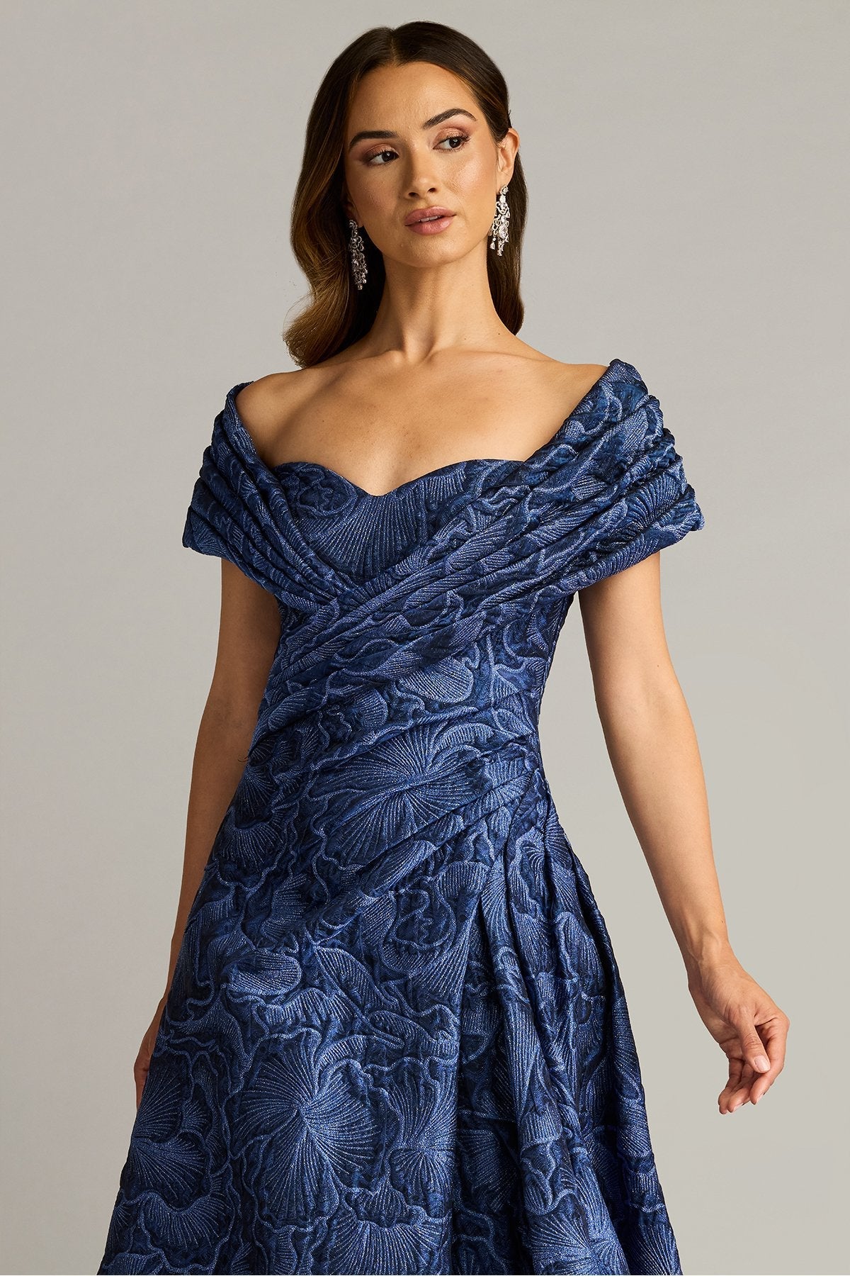 Formal Dresses Pleated Long Formal Floral Prom Dress Midnight