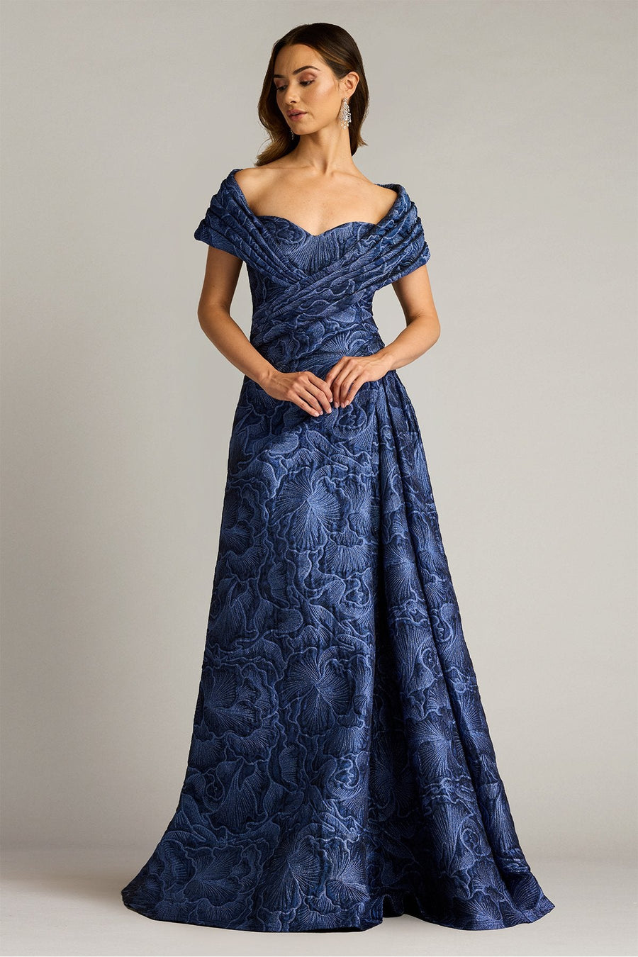 Formal Dresses Pleated Long Formal Floral Prom Dress Midnight