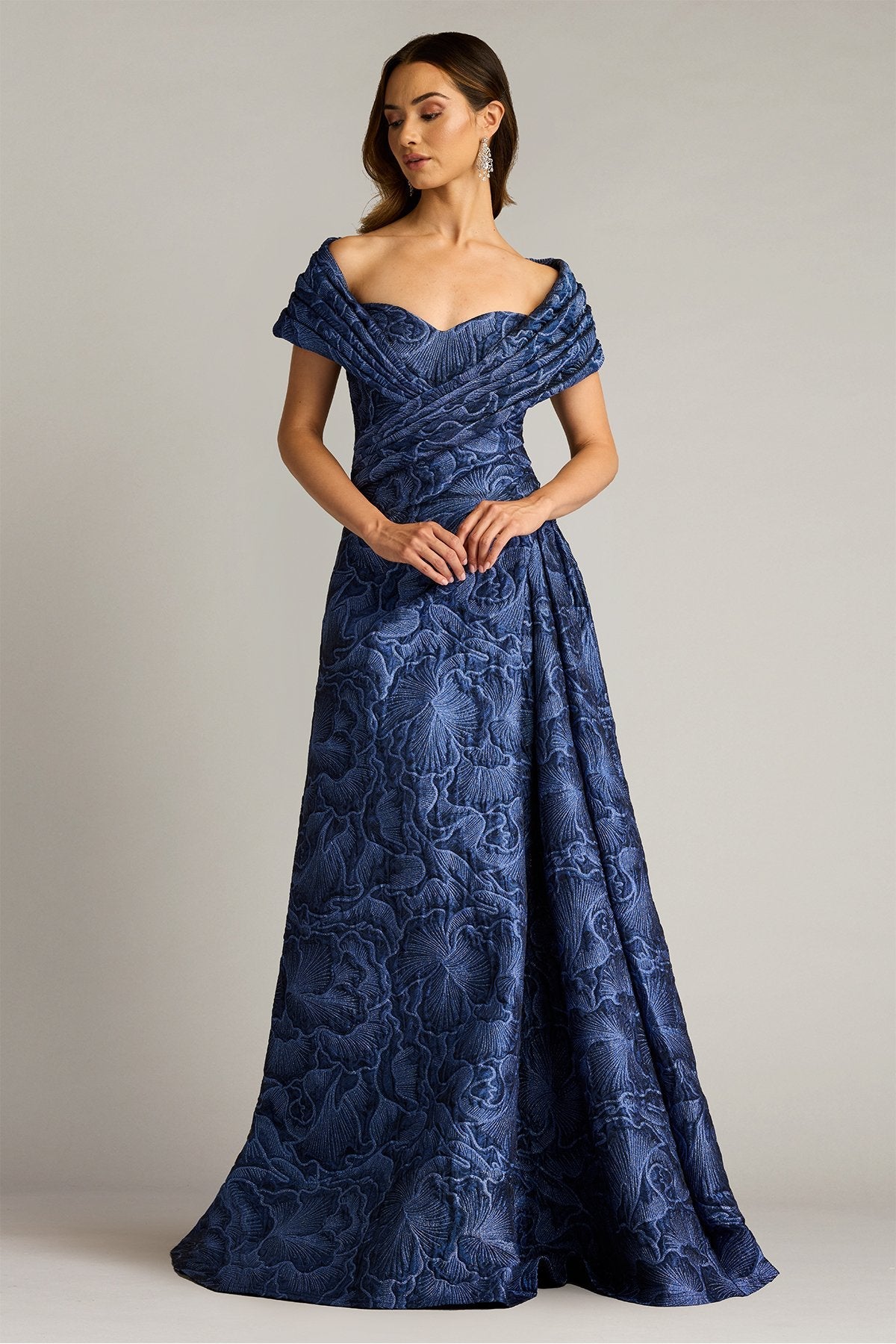 Formal Dresses Pleated Long Formal Floral Prom Dress Midnight