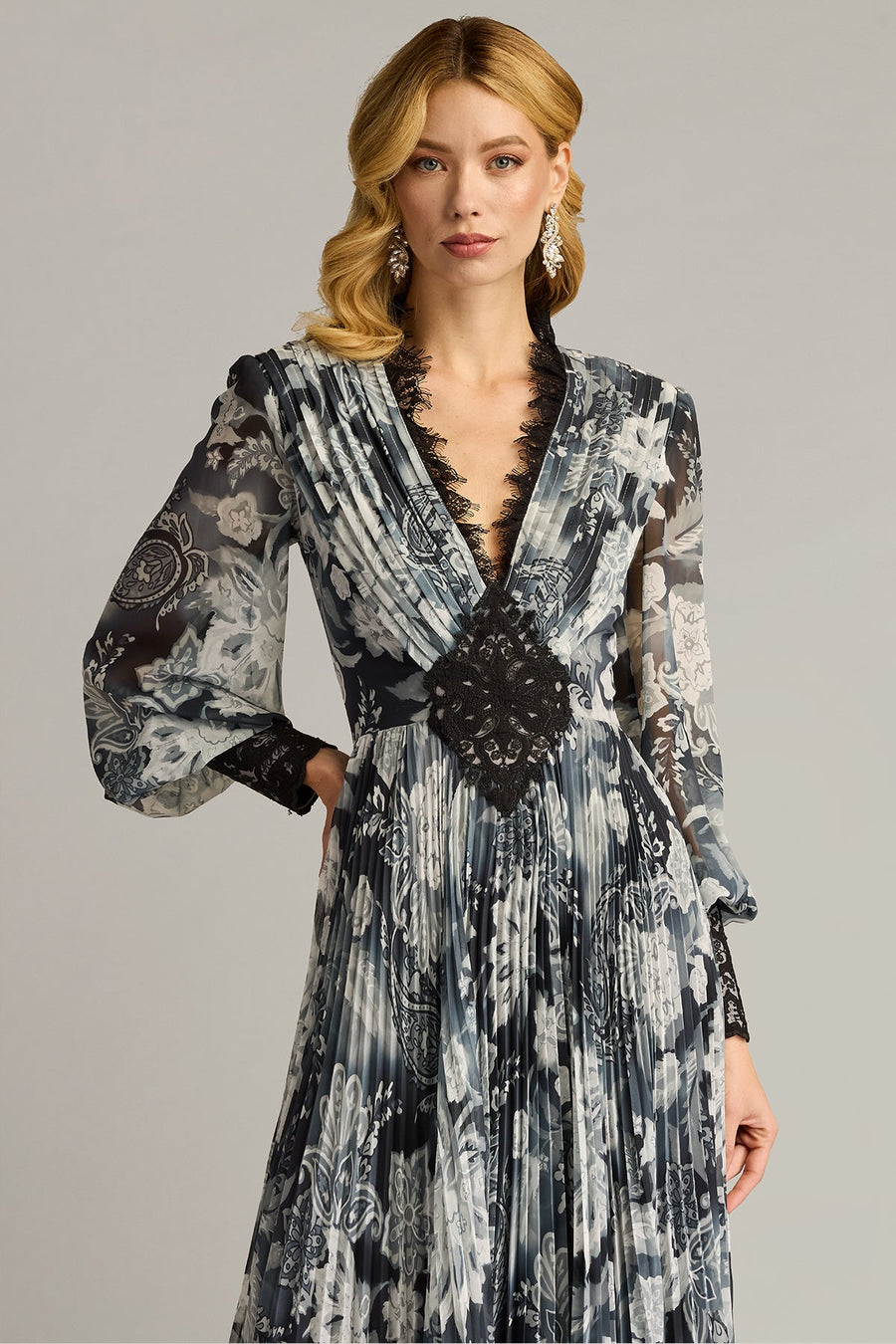 Formal Dresses Long Printed Floral Formal Evening Dress Ivory Black