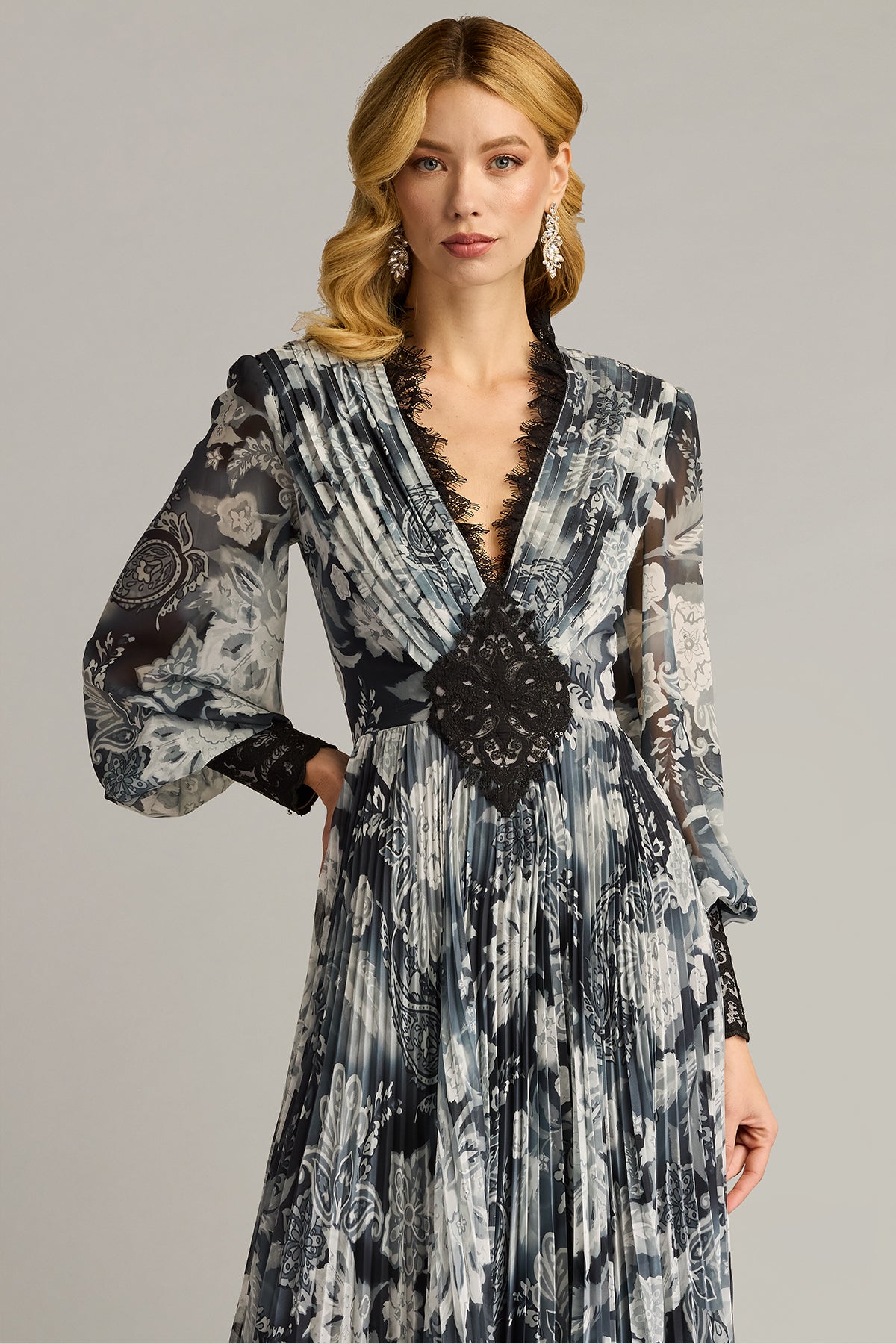 Formal Dresses Long Printed Floral Formal Evening Dress Ivory Black