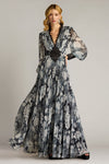 Formal Dresses Long Printed Floral Formal Evening Dress Ivory Black