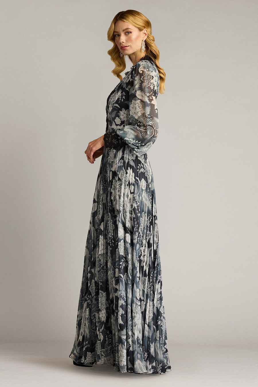 Formal Dresses Long Printed Floral Formal Evening Dress Ivory Black