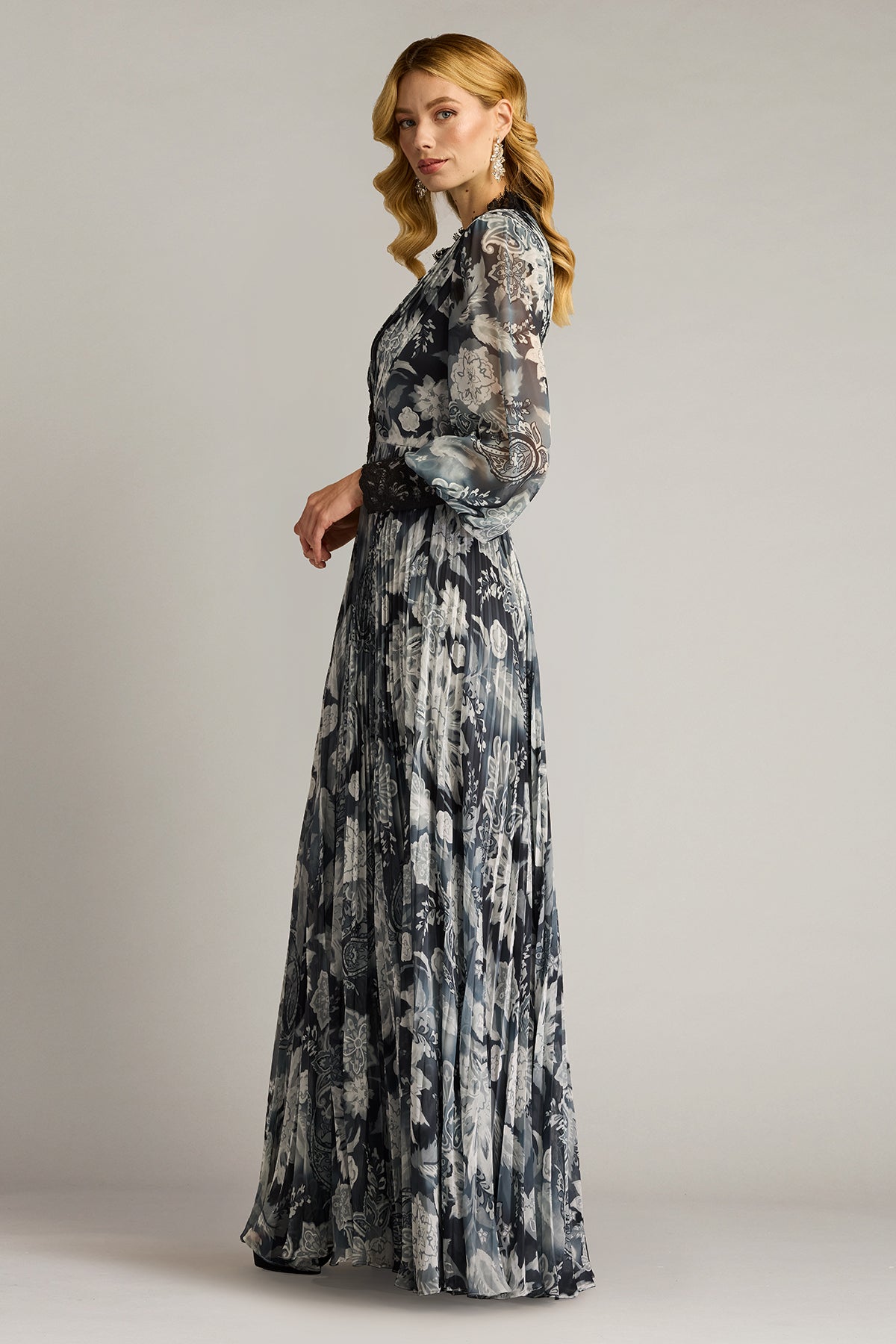 Formal Dresses Long Printed Floral Formal Evening Dress Ivory Black