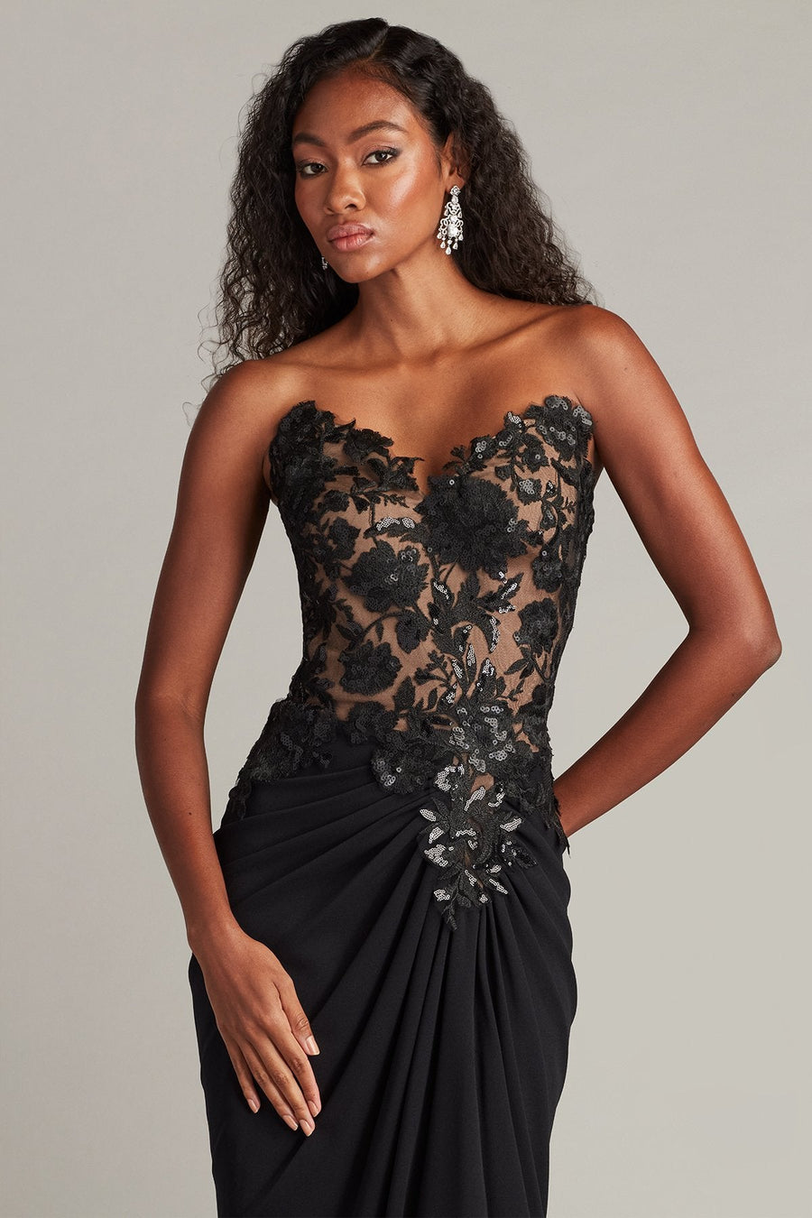 Prom Dresses Long Slit Formal Sequin Prom Dress Black Nude