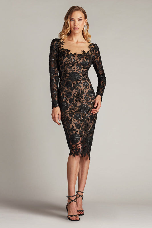 Cocktail Dresses Short Cocktail Floral Sequin Dress Black Nude