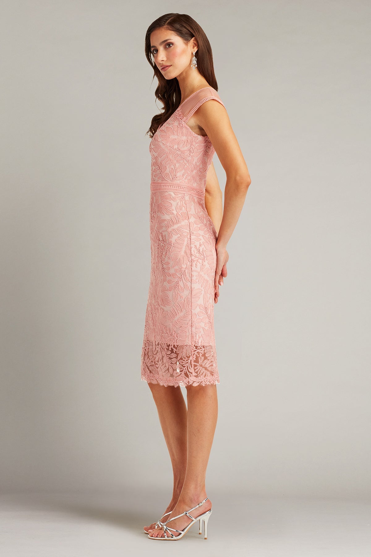Cocktail Dresses Short Pleated Cocktail Fitted Dress Adobe Blush