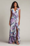 Prom Dresses Long Formal Floral Slit Evening Dress White Purple Floral