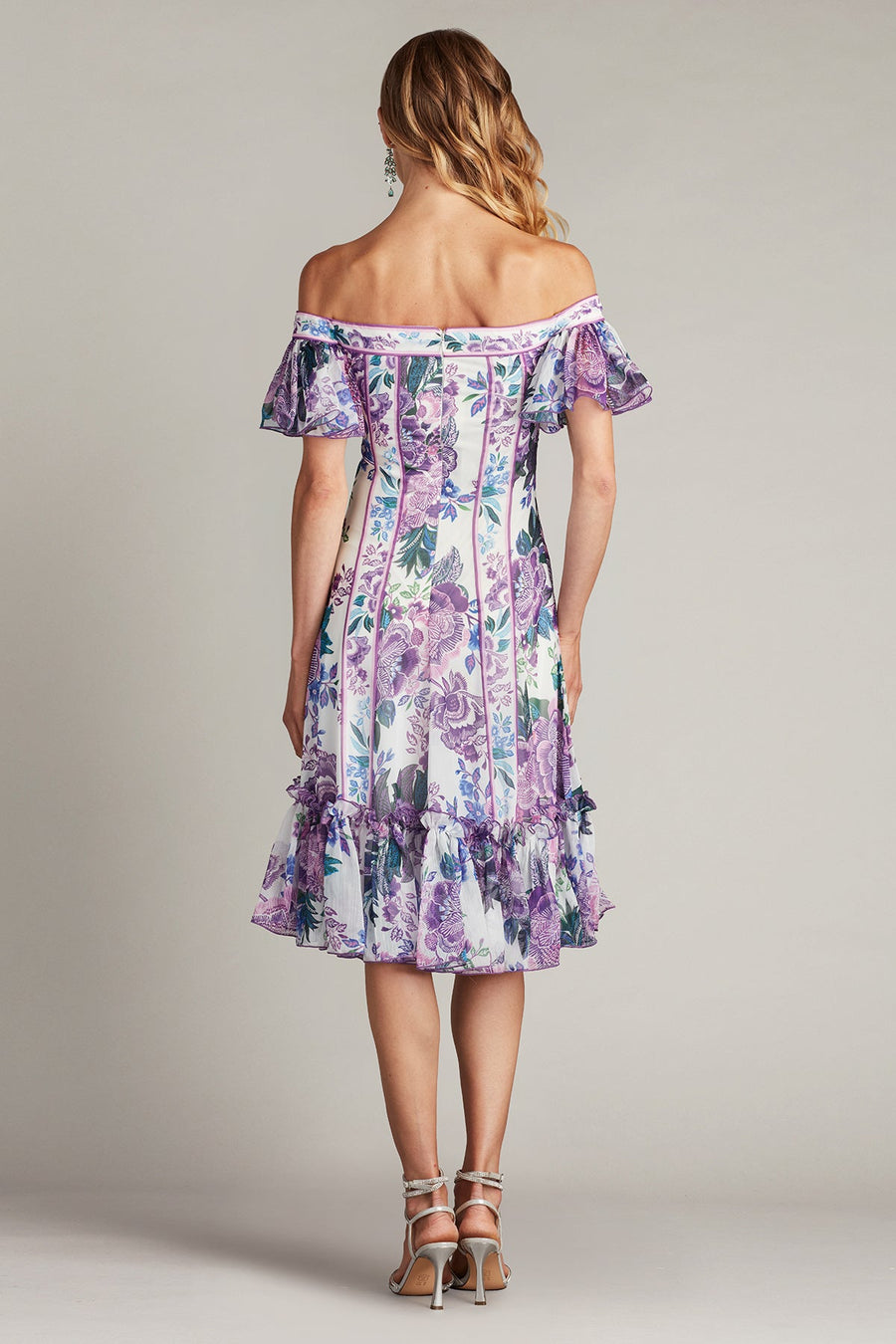 Cocktail Dresses Short Printed Floral Cocktail Dress White Purple Floral