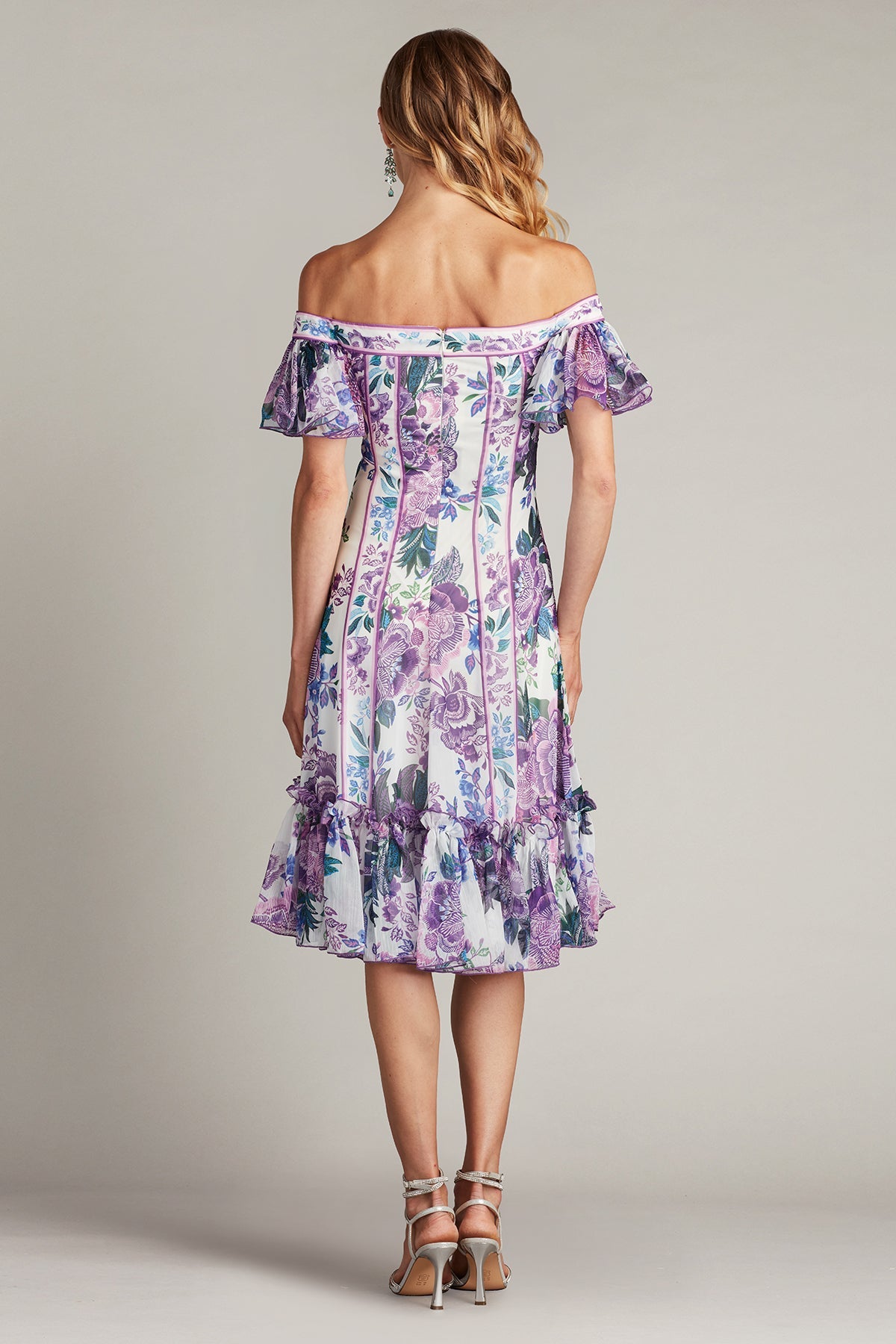 Cocktail Dresses Short Printed Floral Cocktail Dress White Purple Floral