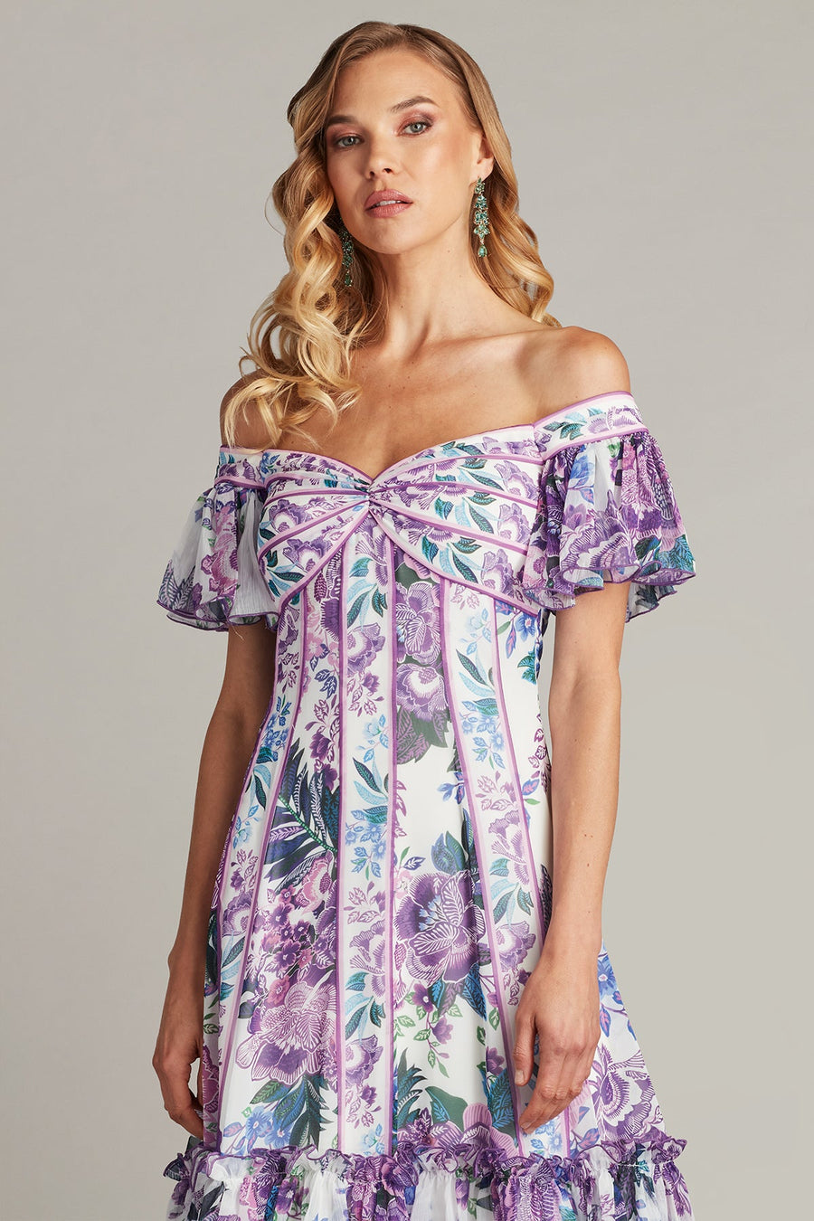 Cocktail Dresses Short Printed Floral Cocktail Dress White Purple Floral