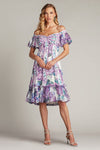 Cocktail Dresses Short Printed Floral Cocktail Dress White Purple Floral