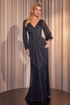 Formal Dresses Long Formal Metallic Evening Dress Navy