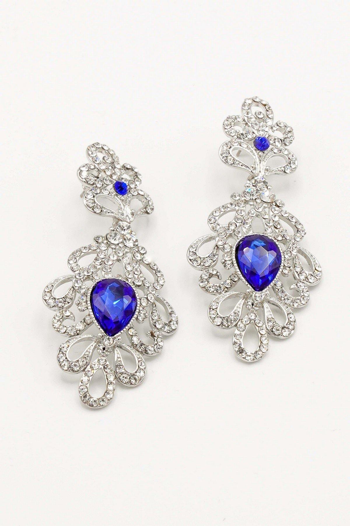 Clear Diamante Teardrop Rhinestone Earrings - The Dress Outlet