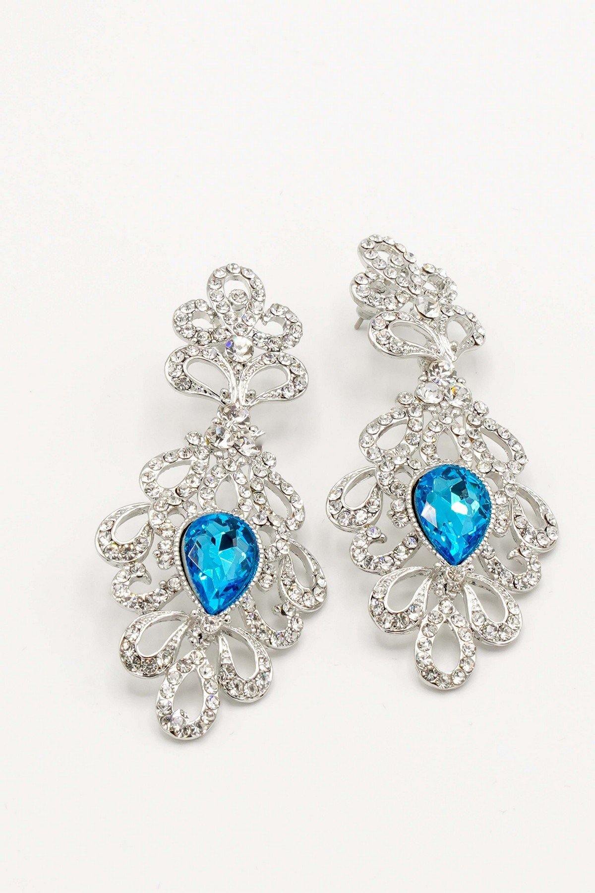 Clear Diamante Teardrop Rhinestone Earrings - The Dress Outlet