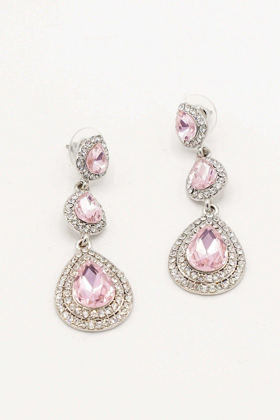 Clear Diamante Teardrop Rhinestone Earrings - The Dress Outlet