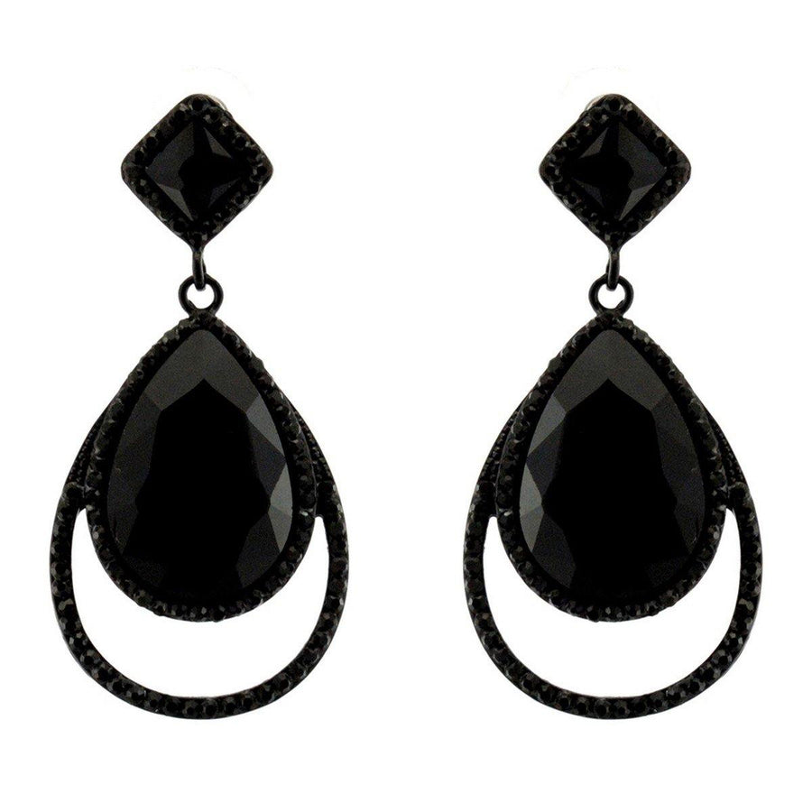Clear Diamante Teardrop Shaped Rhinestone Earrings - The Dress Outlet