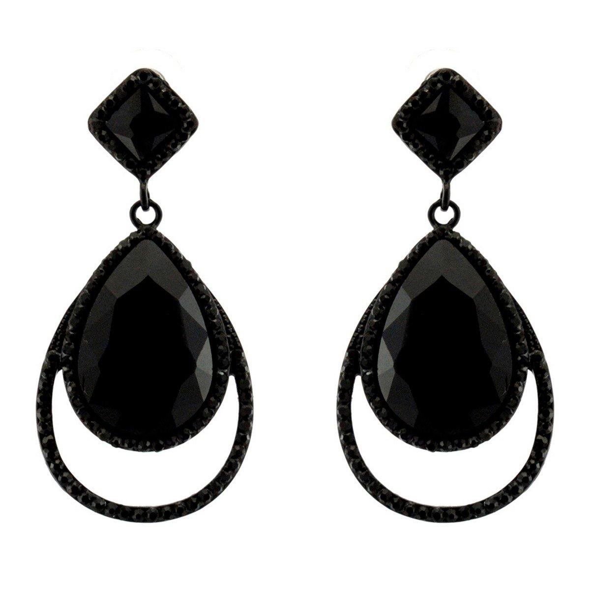 Clear Diamante Teardrop Shaped Rhinestone Earrings - The Dress Outlet