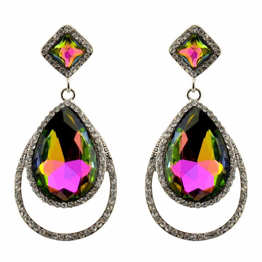 Clear Diamante Teardrop Shaped Rhinestone Earrings - The Dress Outlet