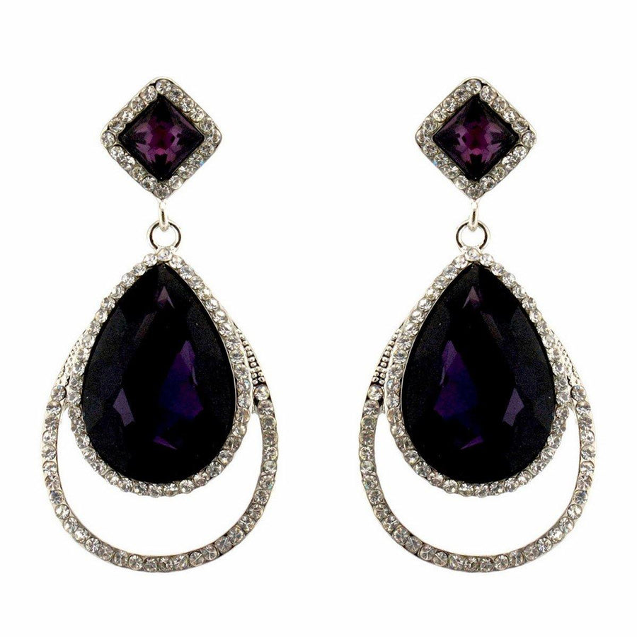Clear Diamante Teardrop Shaped Rhinestone Earrings - The Dress Outlet