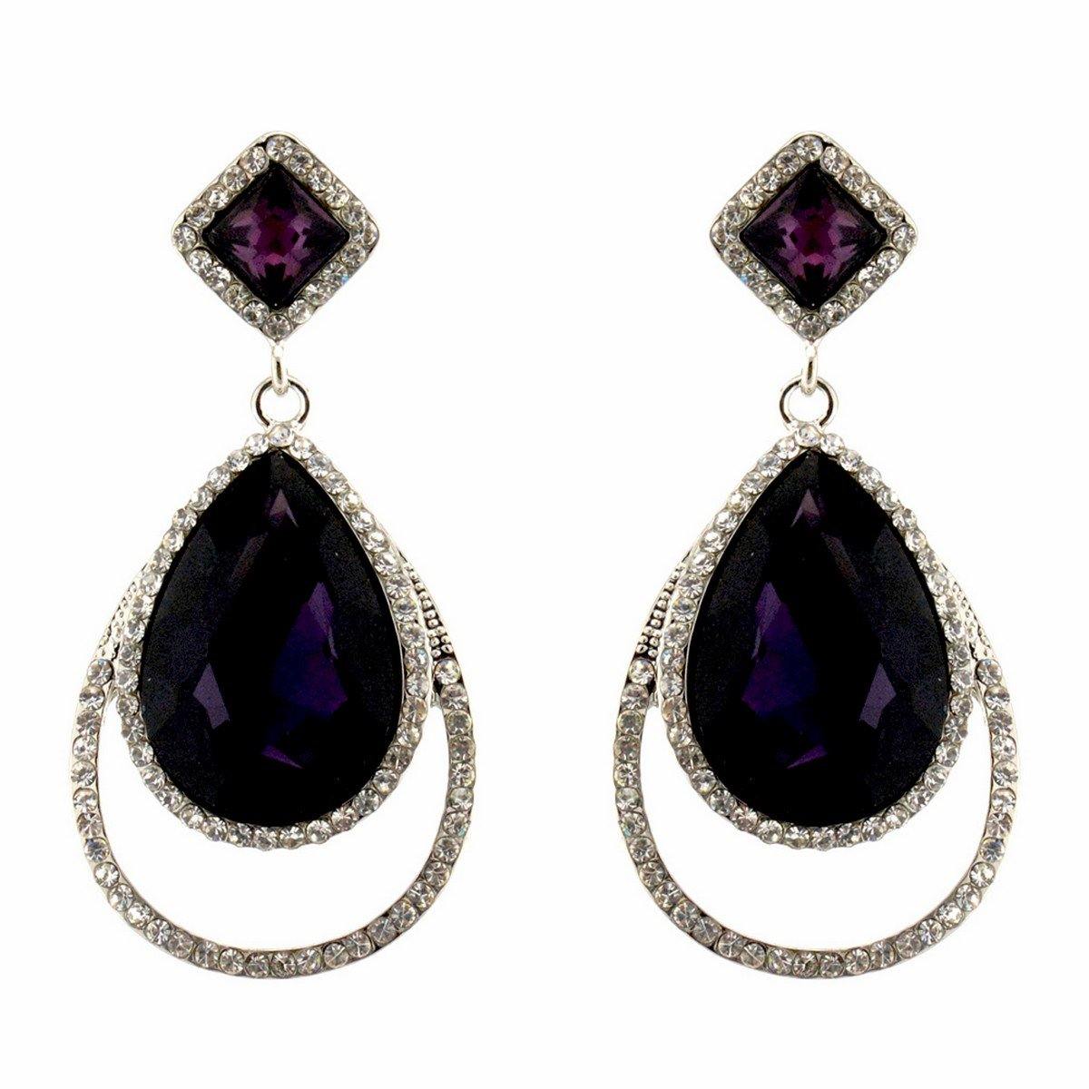 Clear Diamante Teardrop Shaped Rhinestone Earrings - The Dress Outlet