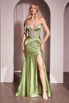 Prom Dresses Fitted Long Formal Beaded Lace Prom Dress Greenery