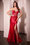 Prom Dresses Fitted Long Formal Beaded Lace Prom Dress Red
