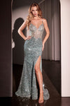 Prom Dresses Formal Corset Long Fitted Sequin Prom Dress Sea Mist