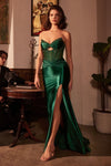 Prom Dresses Long Beaded Corset Formal Fitted Prom Gown Emerald