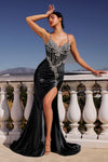 Prom Dresses  Fitted Prom Long Corset Beaded Formal Dress Black