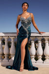 Prom Dresses  Fitted Prom Long Corset Beaded Formal Dress Peacock