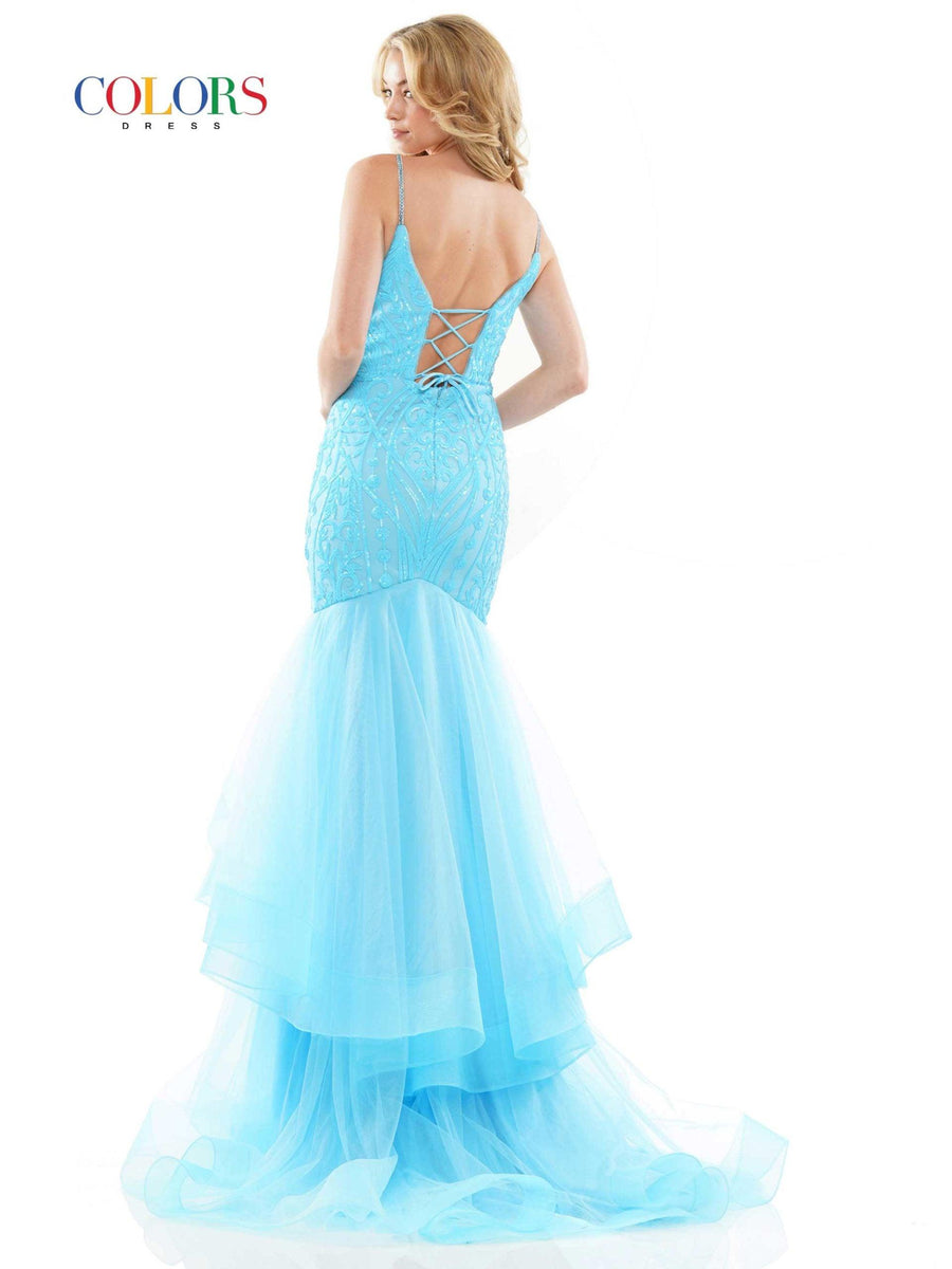 Colors Fitted Long Evening Dress 2978 - The Dress Outlet