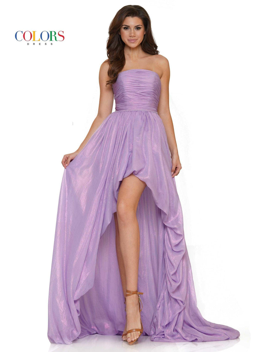 Colors High Low Strapless Chiffon Prom Dress 2748 - The Dress Outlet