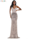 Colors Long Beaded Formal Fitted Prom Dress 114 - The Dress Outlet