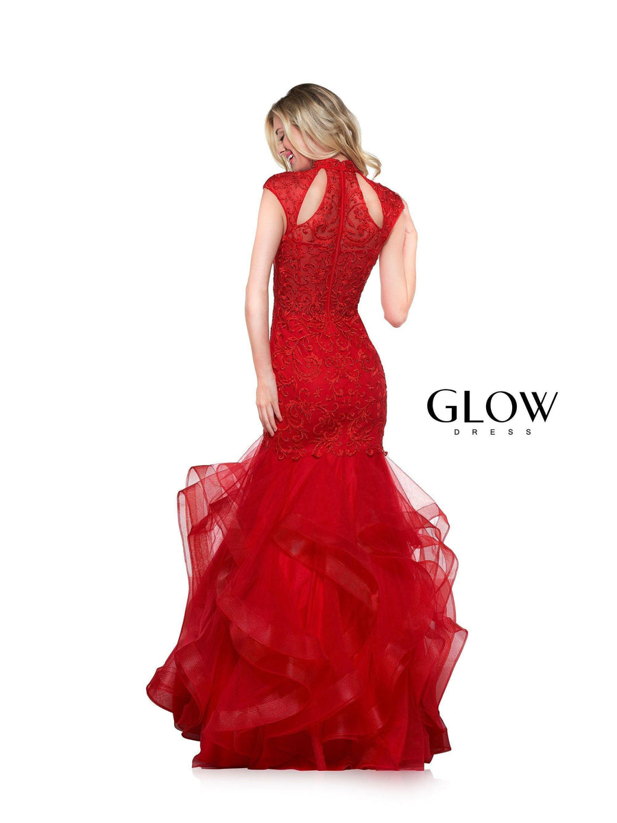 Colors Long Cap Sleeve Formal Mermaid Prom Gown Sale - The Dress Outlet