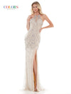 Colors Long Formal Beaded Halter Prom Dress 2722 - The Dress Outlet