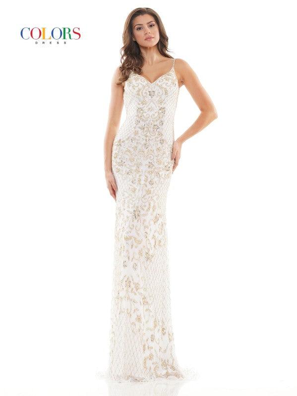 Colors Long Formal Beaded Prom Dress 122 - The Dress Outlet