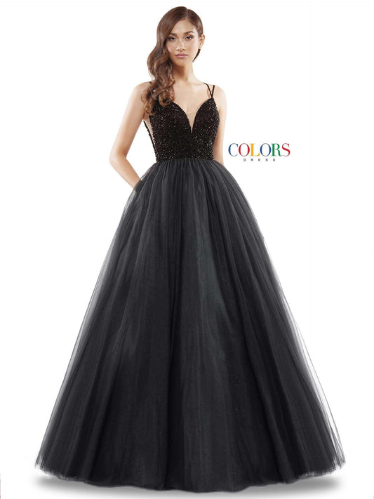 Colors Long Formal Beaded Prom Dress 2382 - The Dress Outlet