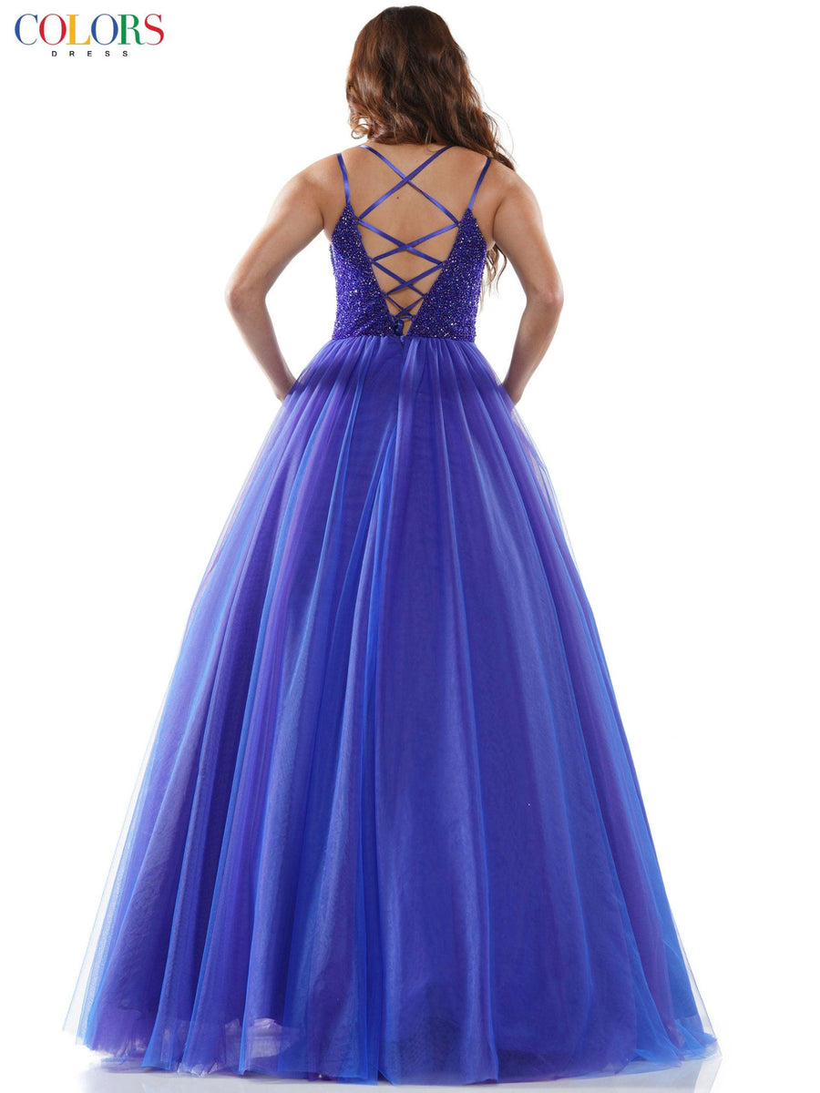 Colors Long Formal Beaded Prom Dress 2382 - The Dress Outlet