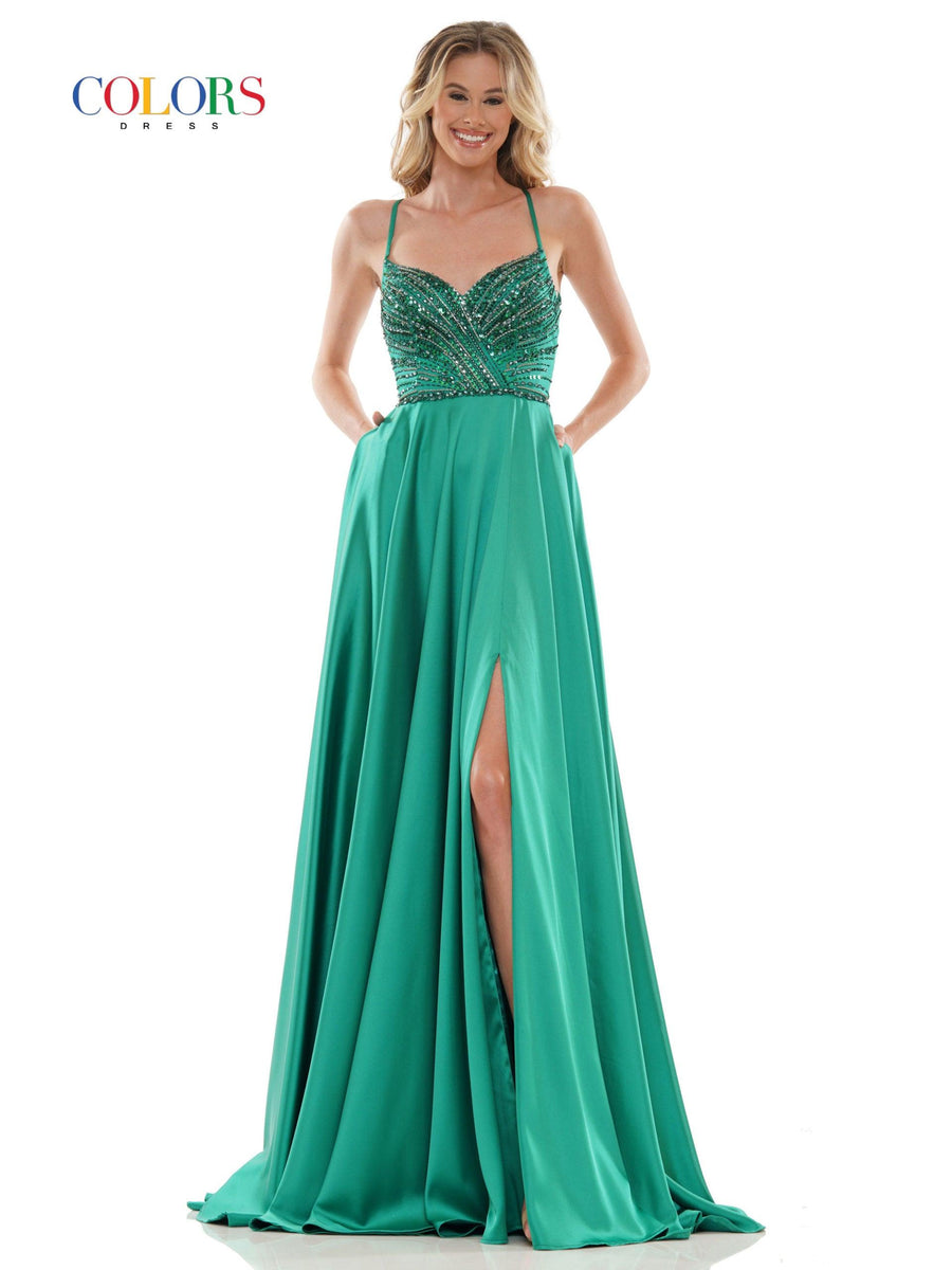 Colors Long Formal Beaded Prom Dress 2672 - The Dress Outlet