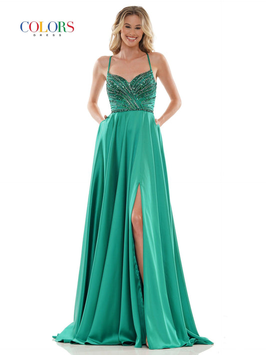 Colors Long Formal Beaded Prom Dress 2672 - The Dress Outlet