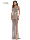 Colors Long Formal Beaded Prom Fitted Dress 2766 - The Dress Outlet