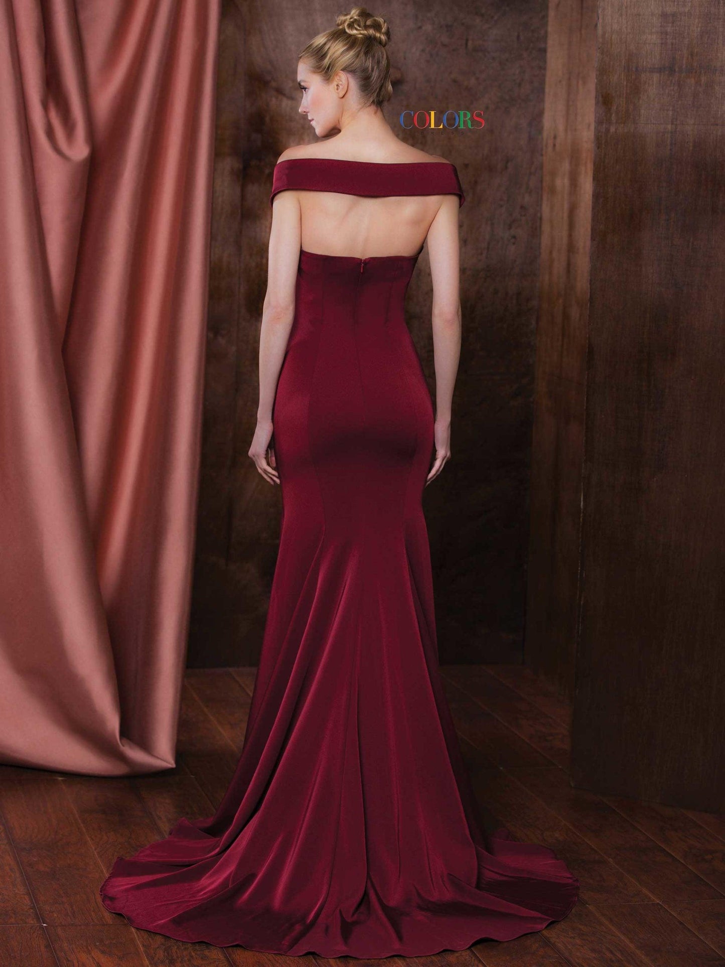 Colors Long Formal Fitted Bridesmaid Dress 1768 - The Dress Outlet