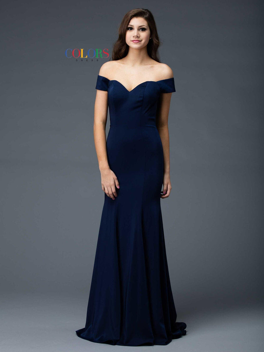 Colors Long Formal Fitted Bridesmaid Dress 1768 - The Dress Outlet